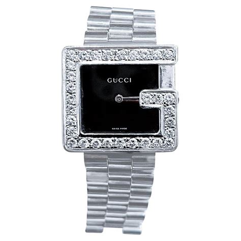 black diamond gucci watch|Gucci watch black diamond bezel.